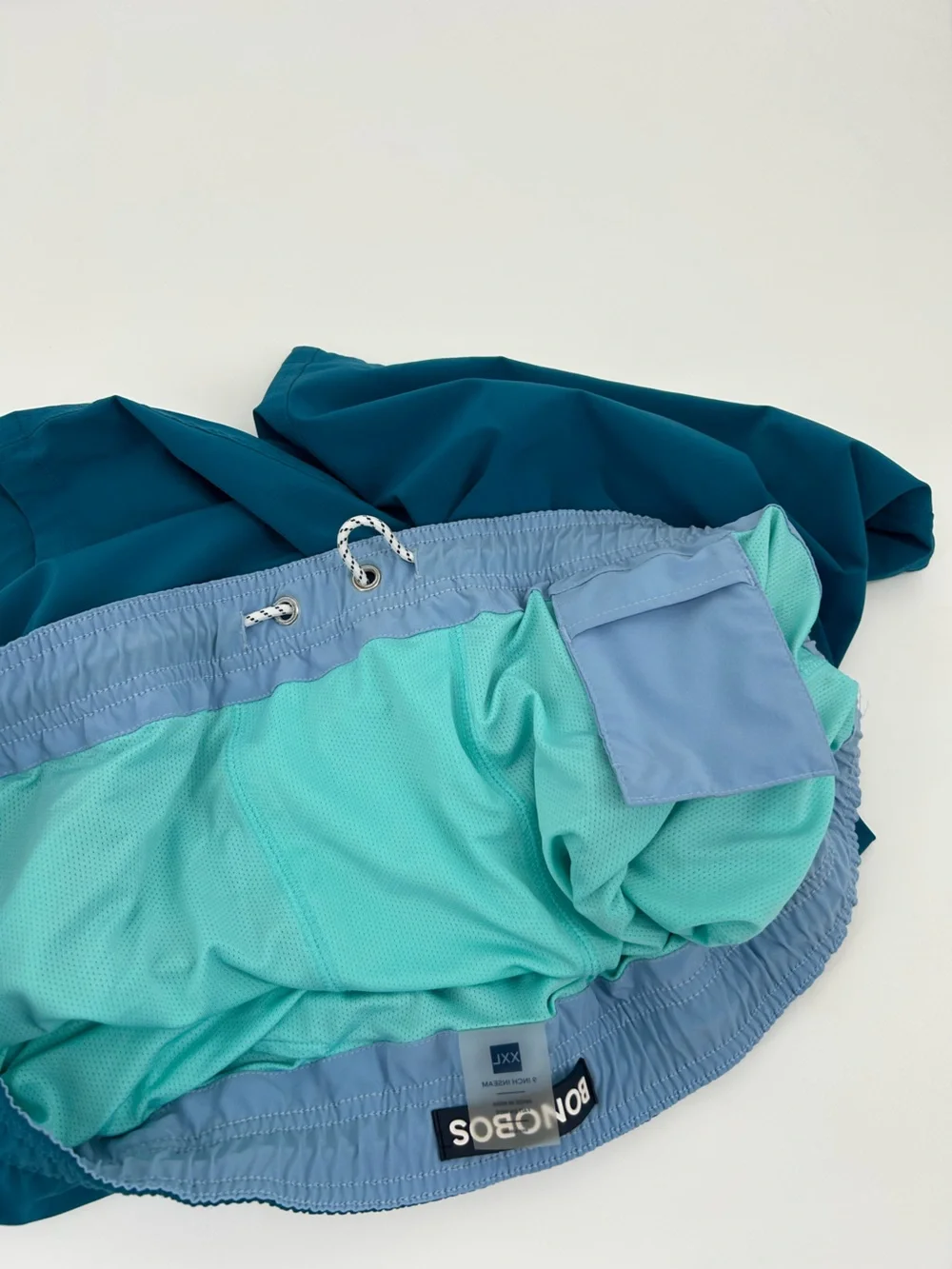 Men’s Bonobos Riviera Recycled Swim Trunks blue/green size XXL lined